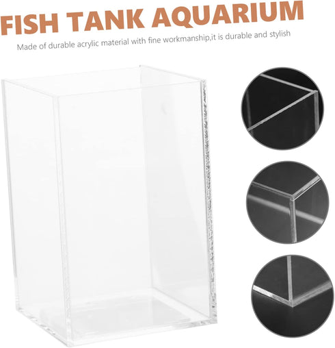Transparent Betta Tank Aquarium Fish Tank Decor, Glass Hydroponic Fish Tank for Betta Fish