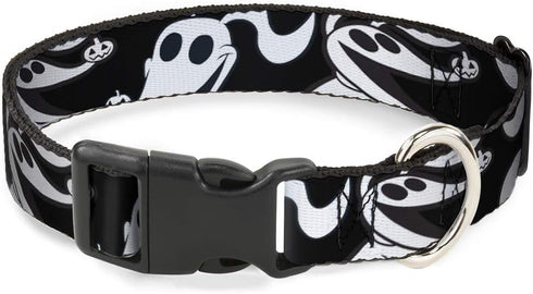 Buckle-Down Dog Collar - Plastic Clip Nightmare Before Christmas Zero Expressions, 11 to 17 Inches, 1.0 Inch Wide