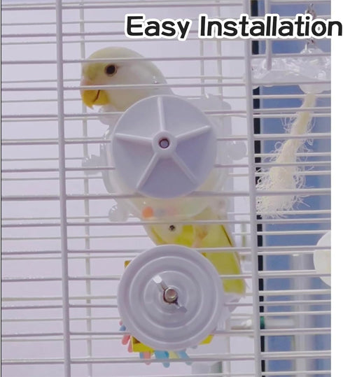 MANON ROSA Bird Toys for Parrots - Spinning Wheel Chew Toy with Rotating Plastic Spinner, Enrichment Puzzle Cage