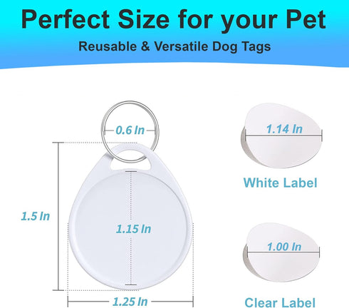 Dog Camping Gear (10pk) - Emergency Double Sided ID Tags with Key Ring - Water-Resistant Pet Tags