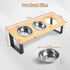 Elevated Cat Bowls, 15° Tilted Stainless Steel Cat Bowls for Indoor Cats, Anti Vomit Bamboo Stand with 3 Feeder Bowls