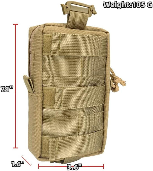 PreciousU Tactical Molle Accessory Pouch - Backpack Shoulder Strap Bag with Double-Zipper Pocket for Outdoor Gear
