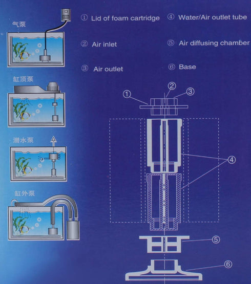 ALEGI Aquarium Sponge Filter with Airline Tubing, Check Valves, Suction Cups for 10 Gallon Fish Tank.