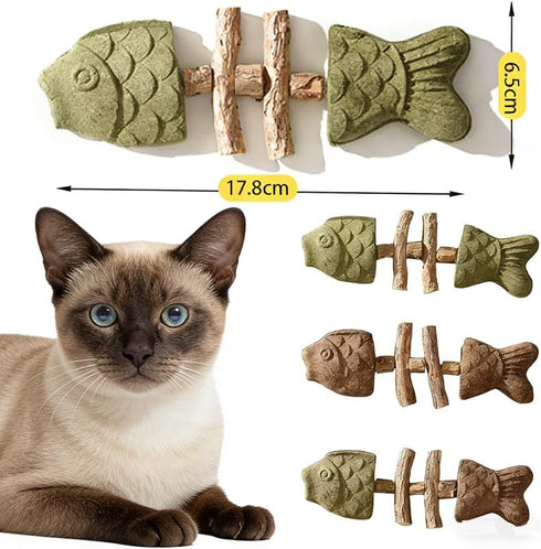 Eralivmart 3PCS Cat Dental Toys Health Chew Creative Fishbone Shape Teething with Catnip Fix Your Cats Health Natural