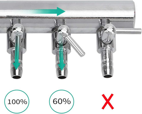 Pawfly 8-Way Aquarium Air Flow Control Lever Valve - Chromium Copper Distributor Fish Tank Splitter Pump Accessories