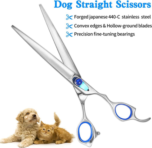8'' Professional Dog Grooming Scissors, Heavy Duty Pet Shears for Grooming, Japan 440C Stainless Steel Sharp Smooth