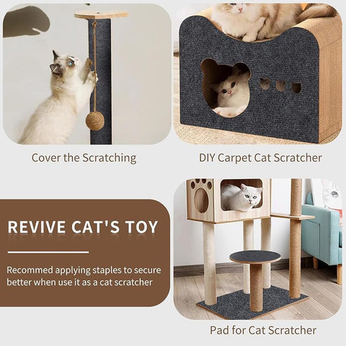 Cat Scratch Furniture Protector Mat DIY Cat Scratch Pad Self-Adhesive, Pet Scratching Post Cat Scratcher Carpet Anti Cat Scratch for Cat Tree/Door/Couch (Dark gray, 11.8 * 23 inch)