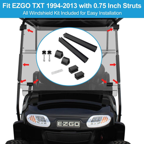 Golf Cart Windshield Clips Sash Mounting Kit for EZGO TXT DCS PDS 1994-2013, Fit 3/4” Struts Tube