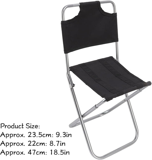 Fdit Mini Folding Chair, Portable Folding Camping Chair Folding Lawn Chair Breathable Fabric Small Backrest Fishing