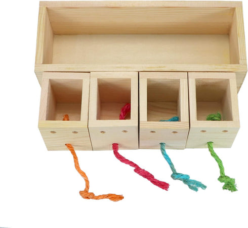Bird Foraging Feeder Toy Training Intelligence Box Wooden for Parrot, Budgie, Parakeet, Cockatiel, Conure, African Grey