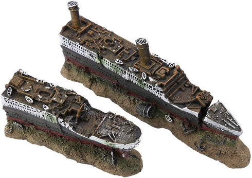 Titanic Shipwreck Model, Lost Wrecked Boat Aquarium Decoration Ornament for Fish Tank