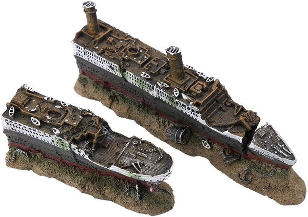 Titanic Shipwreck Model, Lost Wrecked Boat Aquarium Decoration Ornament for Fish Tank