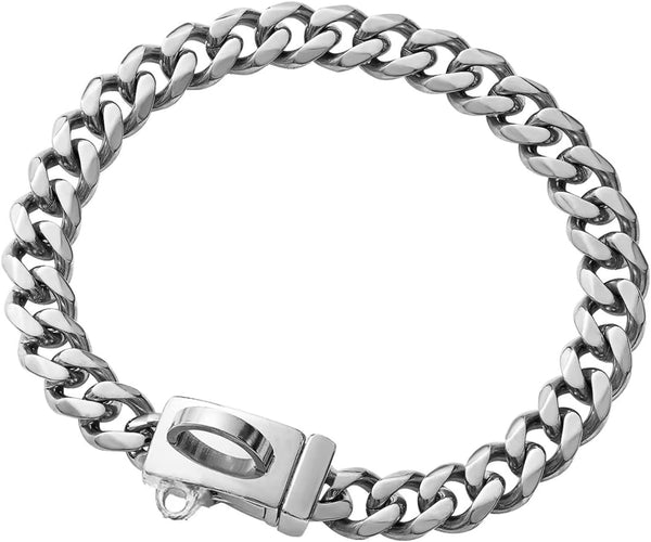 Strong Stainless Steel Cuban Link Dog Chain Collar, Pet Necklace Walking Collar for Small Dogs, Cats (Length - 10'')