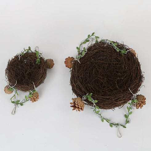 Natural Rattan Nest Bird Swing for Parrot, Parakeet, Cockatiel, Conure, Macaw, Amazon, African Grey, Lovebird (Small)