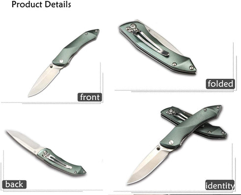 Folding Pocket Knife, Stainless Steel Blade 8cr13mov, Lightweight Aluminum Handle, Safety Liner-Lock