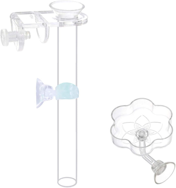 Aquarium Shrimp Feeding Dish and Tube Kit, Glass Feeder Tube, Acrylic Dish, Holder, 3 Lengths, 7.8, 11, 13.7 Inches