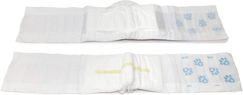 1-Tab 72 Count Male Wraps, Disposable Dog Diapers, Large, Lavender, - Snag-Free Fastener, Leak Protection, Wetness