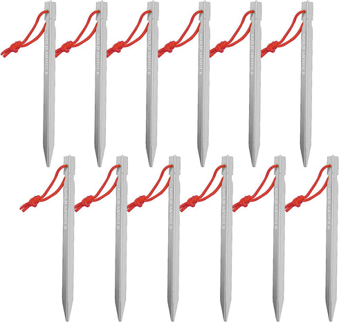 Gold Armour Tent Stakes - 12 Pack Heavy Duty, Lightweight Camping Pegs for Outdoor Tent and Tarp