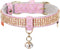 PetsHome Premium PU Leather Cat Collar, Dog Collar with Bling Rhinestones, Adjustable for Extra Small Pink Cat and