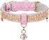 PetsHome Premium PU Leather Cat Collar, Dog Collar with Bling Rhinestones, Adjustable for Extra Small Pink Cat and