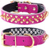 Genuine Leather Spiked Studded Dog Collar, Adjustable Pet Collars for Small or Medium Pet (S, Hot Pink)