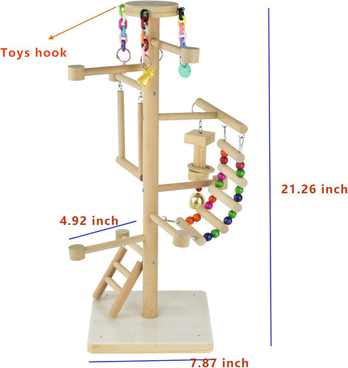 Wood Bird Playground Tabletop Parrots Playgyms Conures Play Stands Perches Prakeets Chewing Climbing Toy Playpen