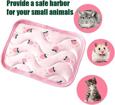 1 Pc Rectangular Summer Cooling Hamster Bed, Comfortable Sleep Mat Pad Cushion for Hamster/Hedgehog/Squirrel/Mice/Rats/Squirrel/Guinea Pig and Other Small Animals - Pink Cherry