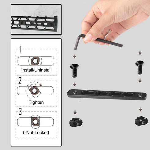 Gotical-2 Slot MLOK to Keymod Adapter - 3” Long & 0.5” Wide Converts