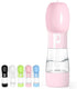 Outdoor Dog Water Bottle Dispenser, Leak Proof for Pets On The Go with Food Container, Pink