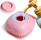 Pet Bath Brush, Soft Silicone Dog Bathing Brush with Shampoo Dispenser for Cats and Dogs (Pink)