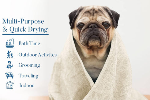 DAN RIVER Large Dog Towels for Drying, 100% Cotton Puppy Bath Towel, Ultra Soft 450 GSM, 20x40 inches, Cannoli Cream
