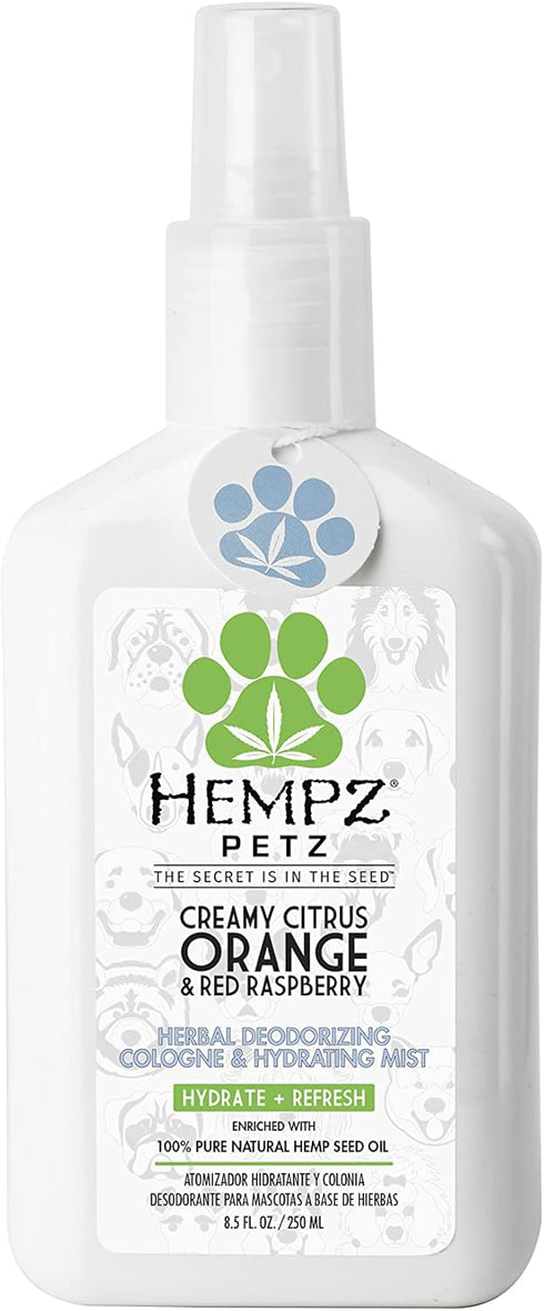 Hempz Petz Dog Cologne - Creamy Citrus Orange & Red Raspberry, 8.5 fl. oz. Hydrating Puppy Perfume