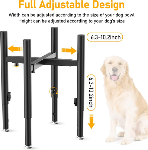 Adjustable Elevated Dog Bowl Stand,Fits 6-11inches Bowls,4 Height Adjustments. Holder for Raised Elevated Dog Food Water Bowl Feeder,for Large, Medium and Small Dogs