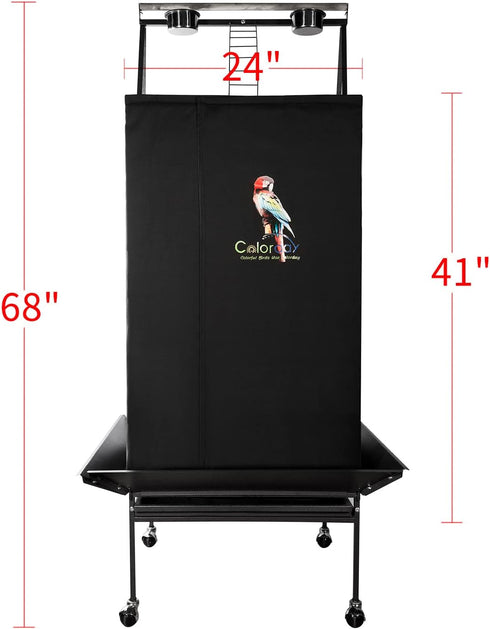 Colorday Good Night Bird Cage Cover for Large Bird Cage with Play Top, Black, 68"