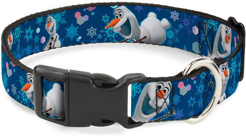 Buckle-Down Plastic Clip Collar, Frozen Olaf Poses, 1" Wide, Fits 11-17" Neck, Medium