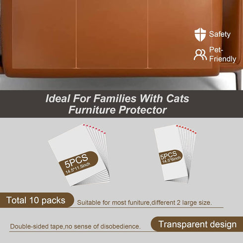 Anti Cat Scratch Furniture Protectors from Cats, 10 Pcs Cat Scratch Deterrent Tape, Couch Protector for Cats, Double Sided Sofa Anti Scratching Sticky Tape, Sticky Paws Training Pet Safe