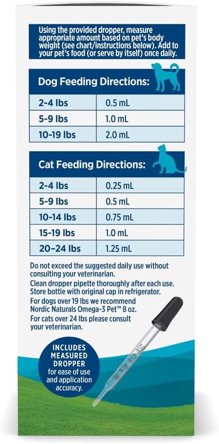 Omega-3 2 oz 294 Omega-3 mL Immune Nordic Naturals Pet, Unflavored - - mg Per One - Fish Oil for Small Dogs & Cats