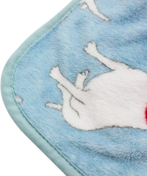 Fluffy Flannel Fleece Pet Dog Bed Throw Blanket Cover for Couch - 29.5 x 39.5 Inches - Cute Animals Design (Light Blue,