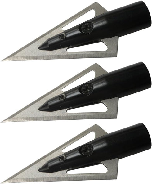 12pcs 135 0.35" 1" 2-Blade, Traditional Wooden Arrow Specific Hunting Broadheads - Grain, Inner Aperture, Cutting