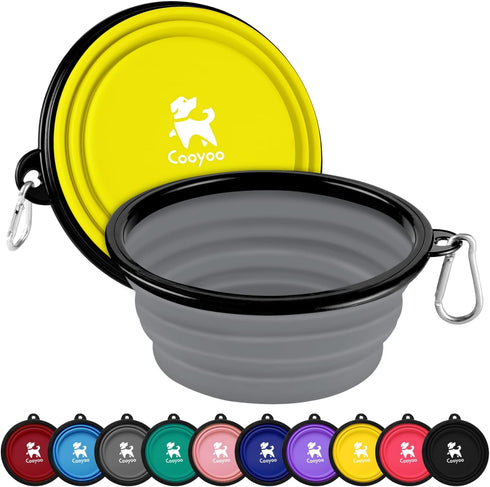 COOYOO Collapsible Dog Bowl, 2 Pack Portable Water Bowls for Cats Dogs, Pet Feeding Watering Dish for Walking, Parking,