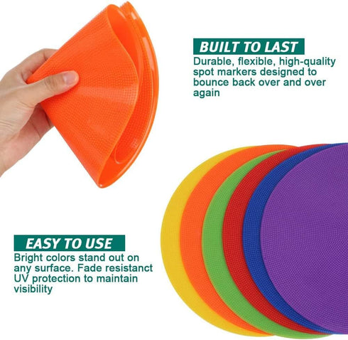 TuXHui 4 Inch 9 Inch 6/12/24/60Pcs & Poly Spot Markers for Gym Floor, Non-Slip Rubber Floor Dots Flat Cones, Agility