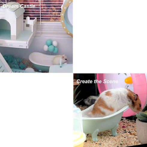 Small Animal Hamster Sand Bathtub, Bird Bathroom, Ceramic Relax Habitat House, Food Bowl for Pets