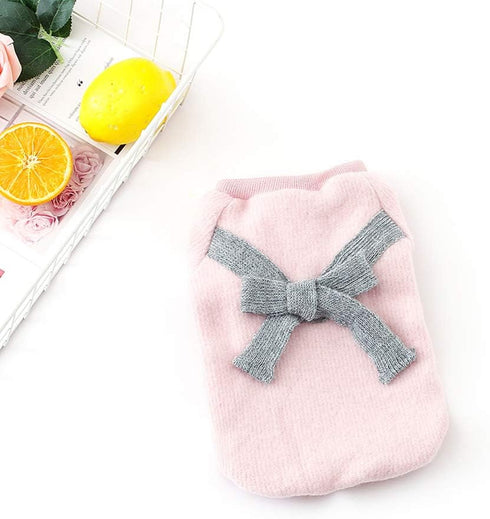 Cute Pet Puppy Cat Warm Jumper Sweater Bow Knitwear Coat (S, Pink) - Winter Apparel for Small Dogs