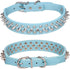 Spiked Dog Collar - Soft PU Leather Mushrooms Rivet Spike Studded Adjustable Collar for Cats and Dogs (XL, Light Blue)