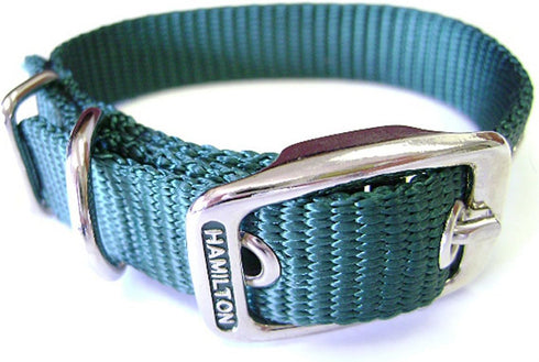 Hamilton 5/8-Inch by 16-Inch Single Thick Nylon Deluxe Dog Collar, Dark Green