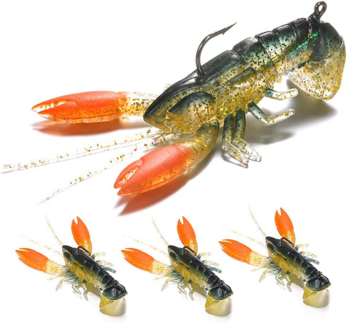 Lixada Soft Fishing Lure Crawfish Bait, Shrimp Lobster Claw Artificial Lure Swimbait, 8cm/14g
