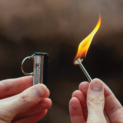 SURVIVE Permanent Match, Pack of 5, The Forever Lighter, Emergency Fire Starter Striker Set with Keychain