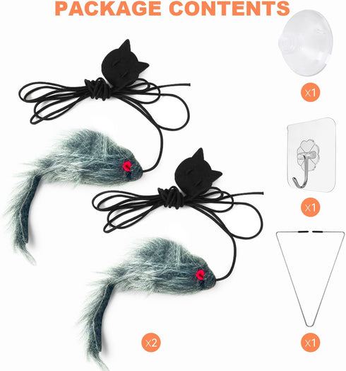 FYNIGO 2 Pcs Self Play Hanging Door Cat Mouse Toys for Bored Indoor Adult Cats Kitten,Interactive Cat Mice Toys for Hunting Exercising Eliminating Boredom, for All Breeds