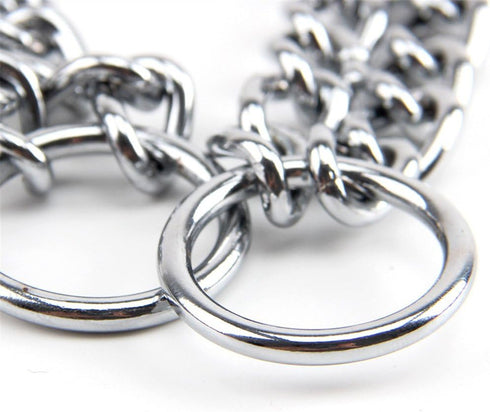 Dog Chain Collar, Iron Metal Double Chain Row Neck Leash Gear for Small Medium Large Dogs, 45cm