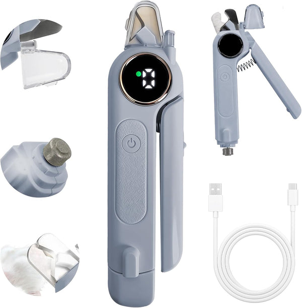 COUEYOA 2-in-1 Dog Cat Nail Grinder & Clipper with LED Light, Pet Nail